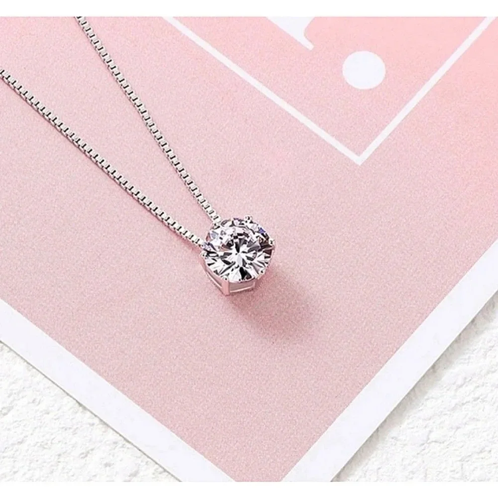 Women's 1 Carat Simulated Diamond Sterling Silver Necklace Size‎ 16-18